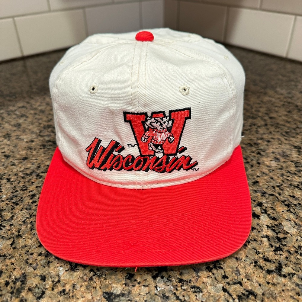 Vintage 90s Wisconsin Badgers Snapback Hat The Game Bucky Badger NCAA